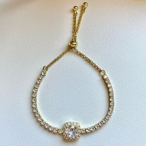 Gold Cubic Zirconia Slider Bracelet - Sparkling Gold Bracelet